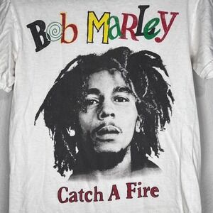 Zion Rootswear Bob Marley Catch A Fire Graphic Print T-Shirt Size M